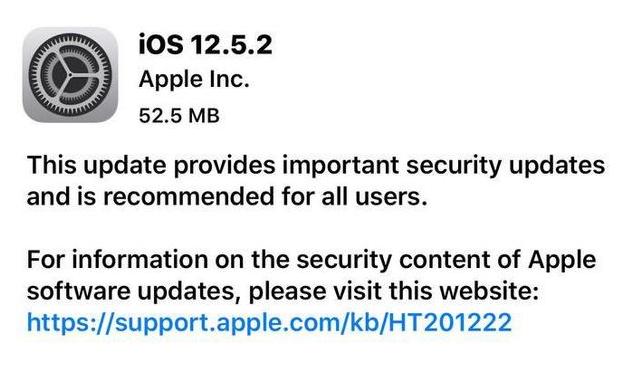 海阳苹果手机维修分享iOS12.5.2发布，建议所有老苹果用户安装 